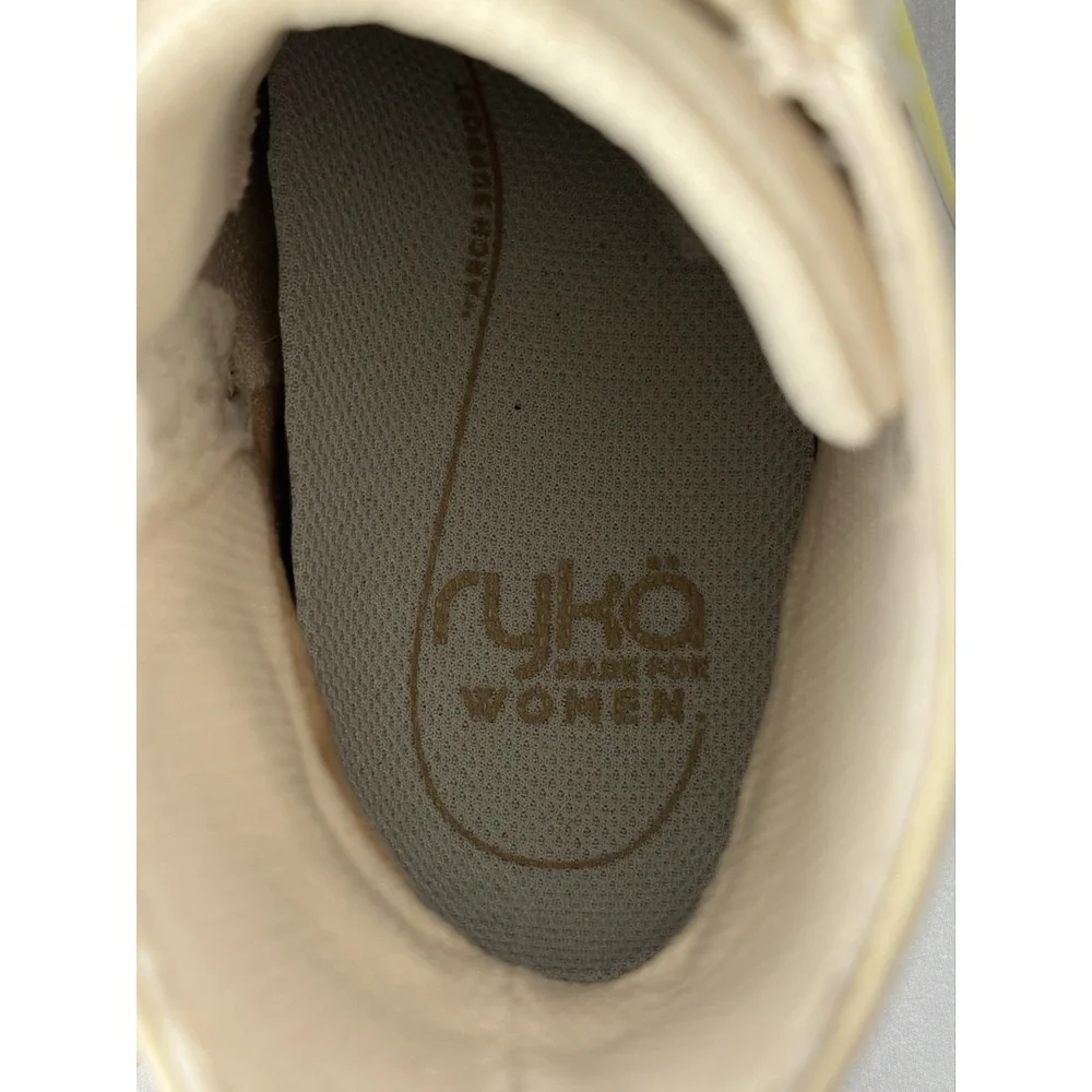 Ryka Women's Belfast Lace Up Water Repellent Boots Cream US 9.5W Wide NWT